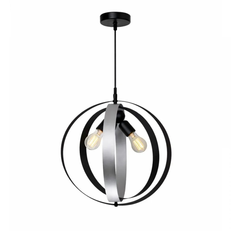 NG Lighting Κρεμαστό Φωτιστικό Οροφής Χειροποίητο Μεταλλικό Μαύρο/Ασημί Τρίφωτο Ε27 Φ45x70cm 2026125